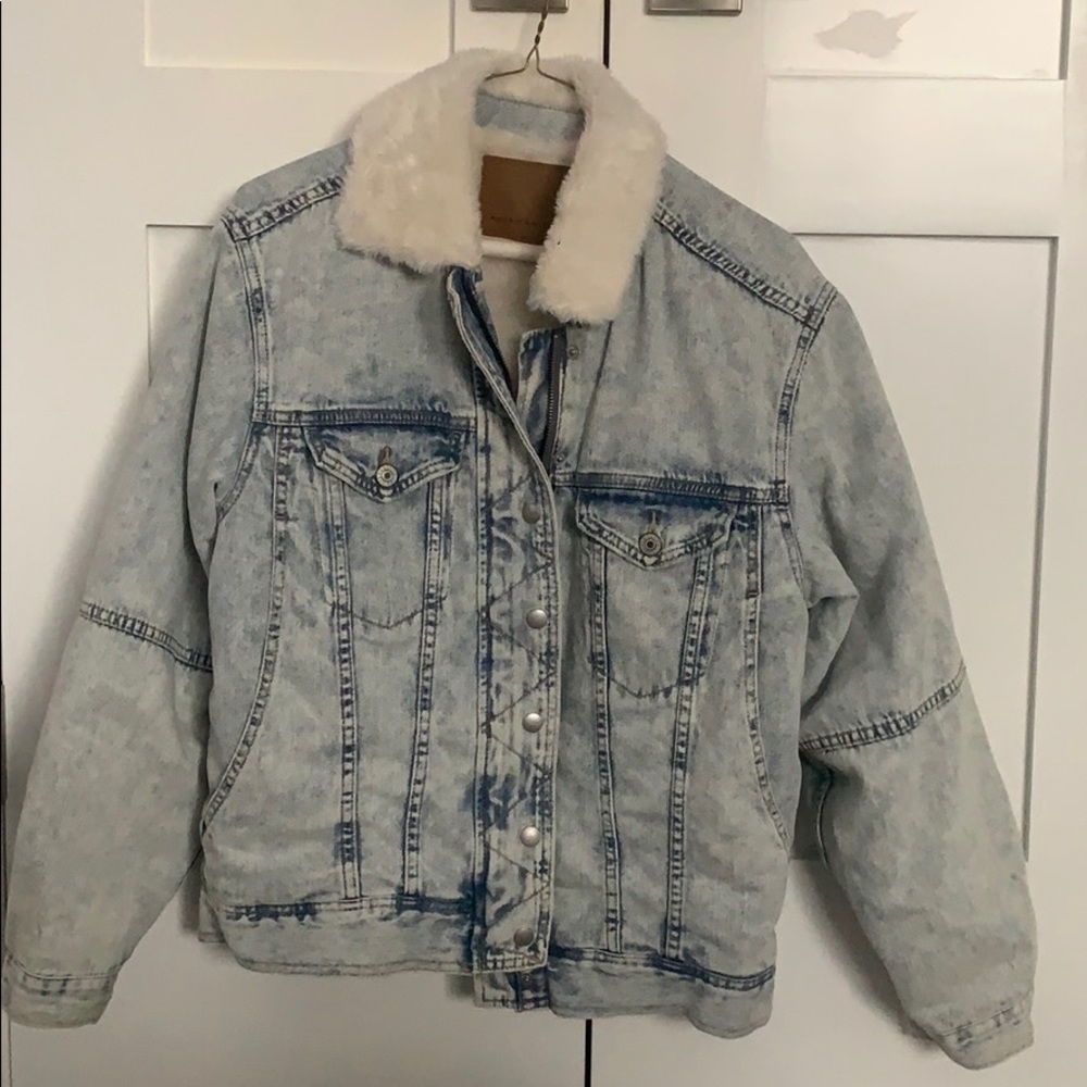Fluffy jean jacket (worn once)